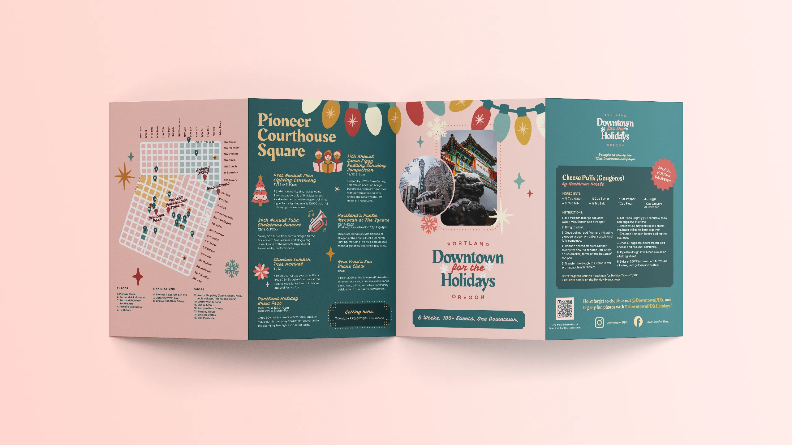 Downtown for the Holidays brochure mockup