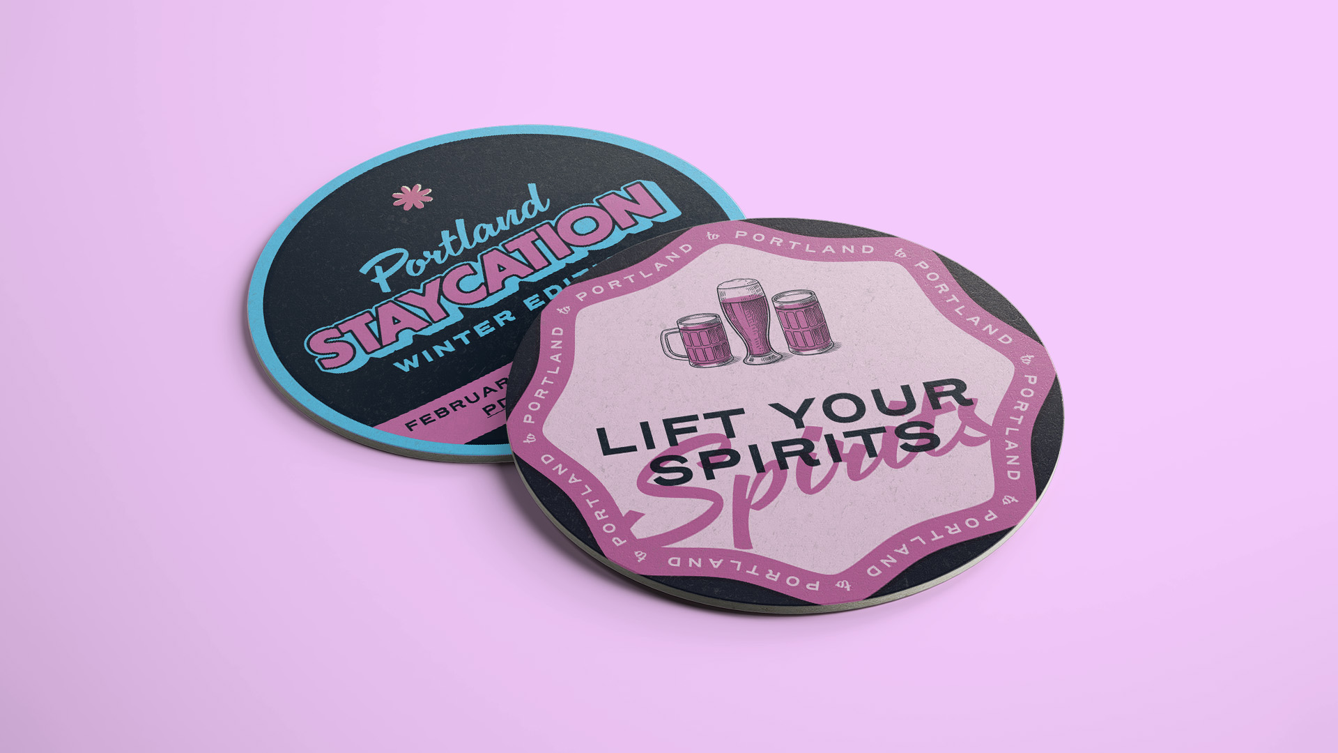 Winter Staycation bar coaster mockup